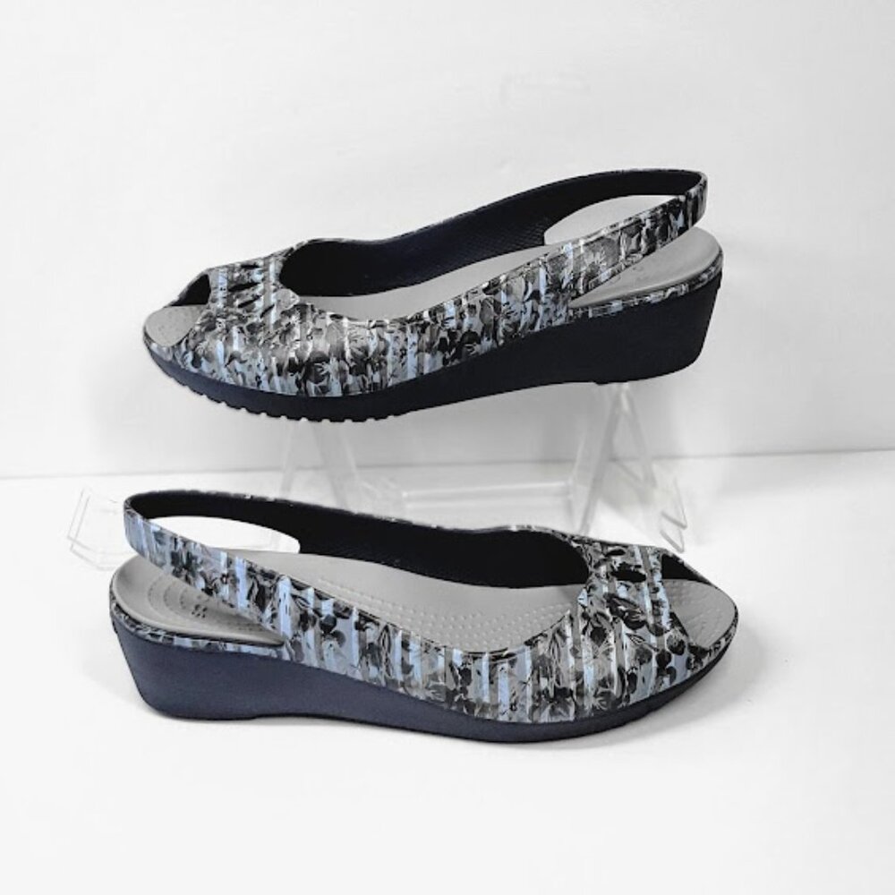 CROCS mabyn mini wedge sandals Sz 9 - Picture 3 of 8